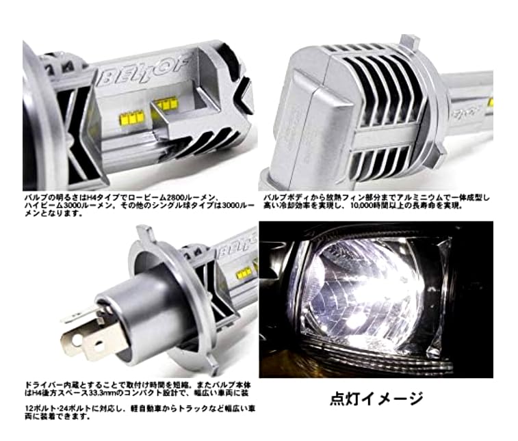 BELLOF Precious Ray R Head Fog LED Bulb 6000K & (H4 HiLo)