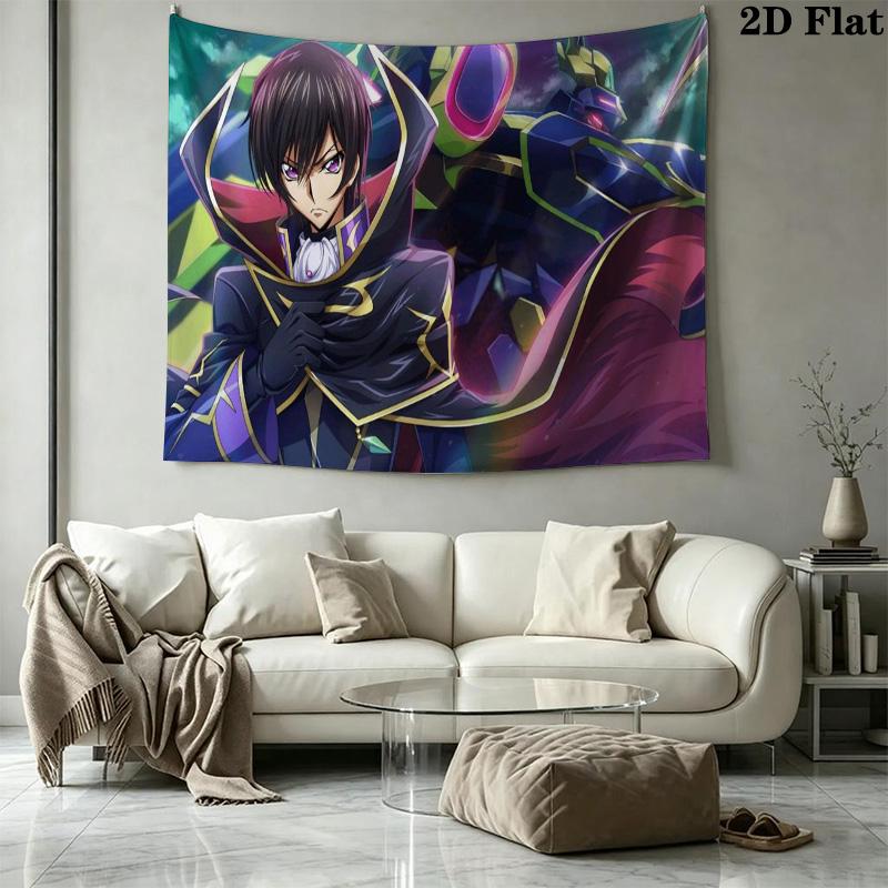 Code Geass Full Characters Group Anime Tapestry, Starry Blue Background Wall Hanging for Anime Fans