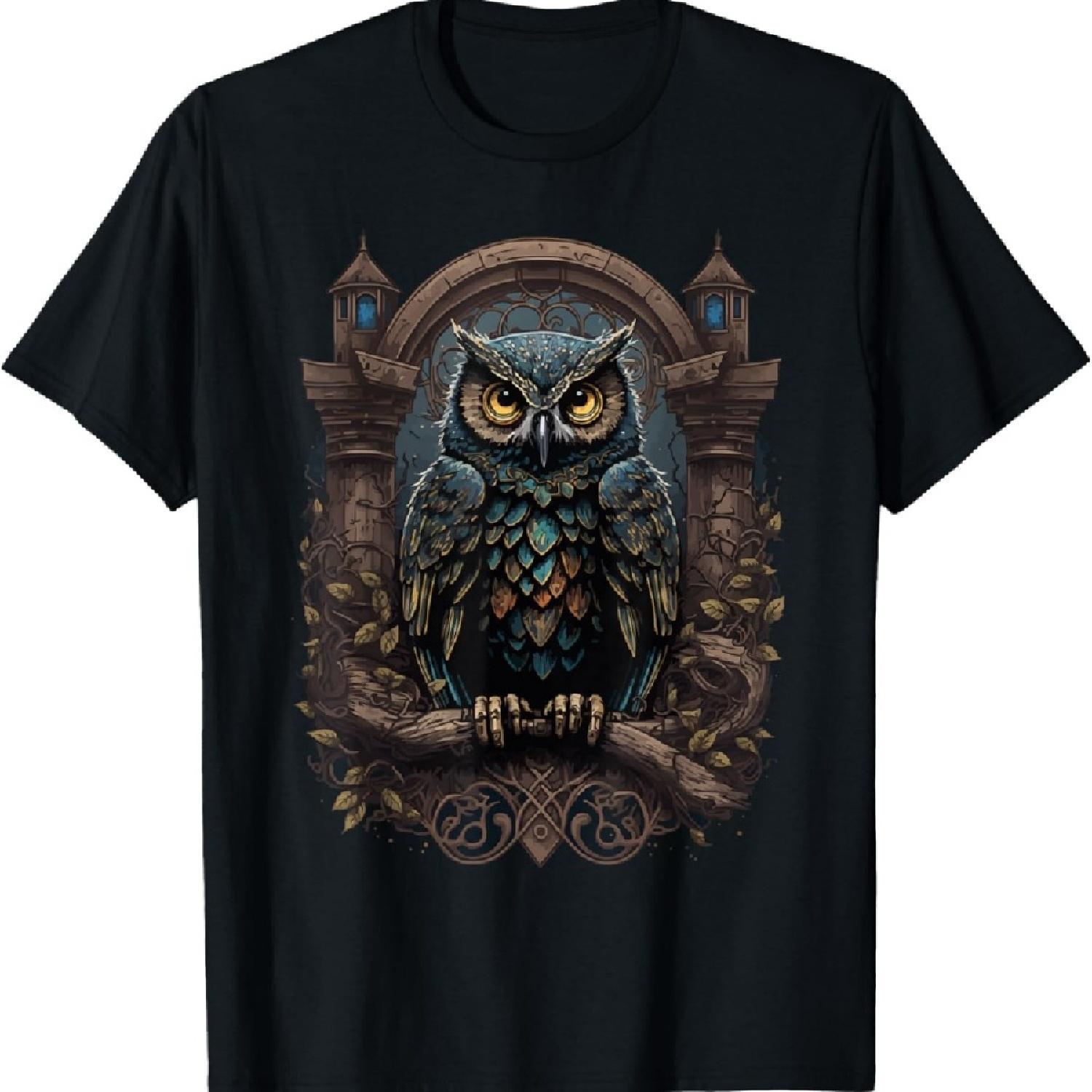 

Gothic Owl Moon Phase Black T-Shirt for Women, Girls, Witchcraft Enthusiasts, Unisex, Short Sleeve, Size Small XXXXXL чёрный