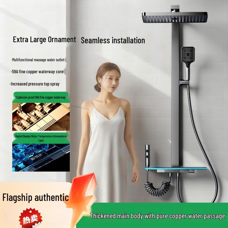 Wall-Mounted Thermostatic Copper Shower System