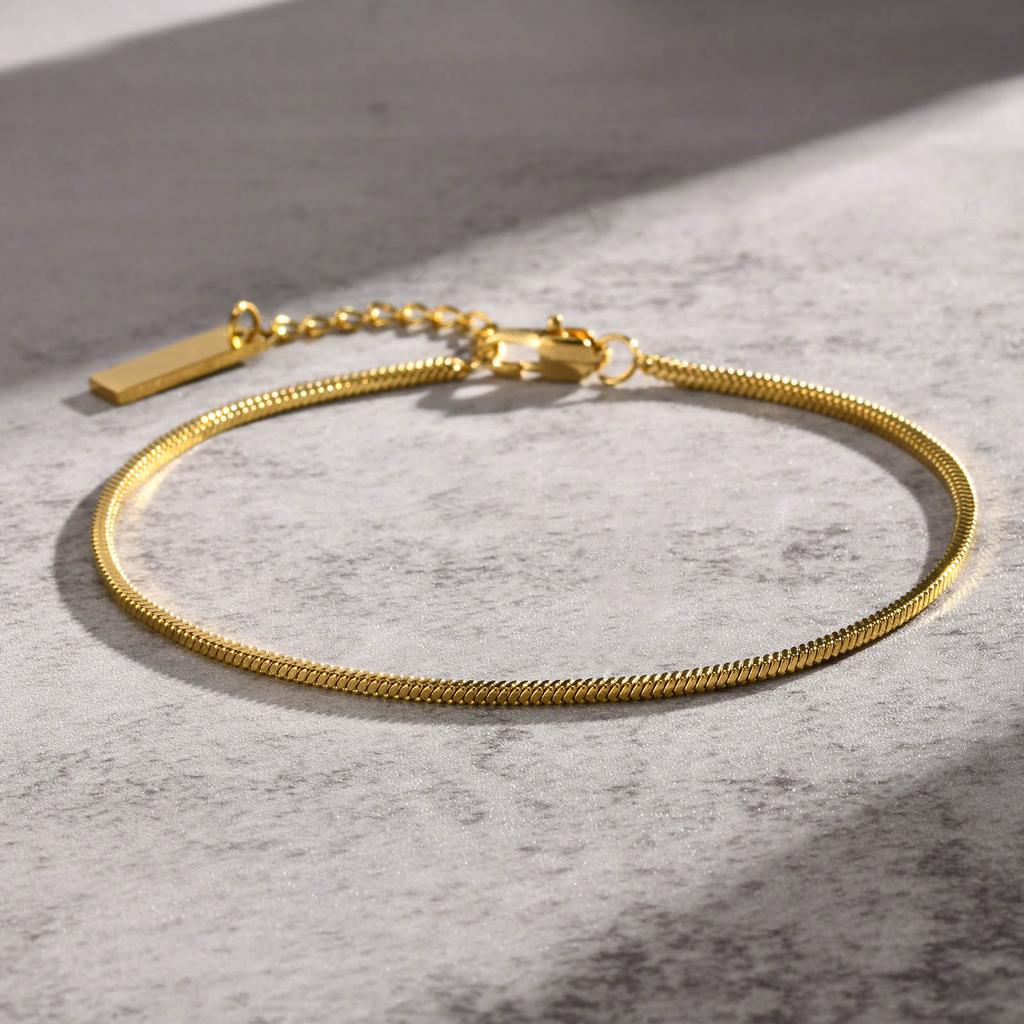 Trendy Square Snake Chain Bracelets Stackable For Women Lady, Stainless Steel Links Wristband Bracelet Adjustable Unisex Jewelry