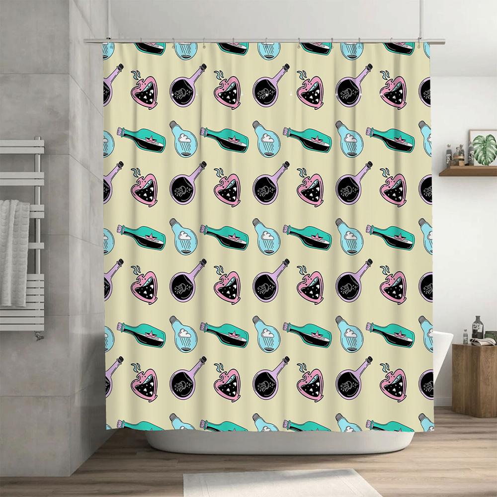 Colorful Magical Pottery Pattern Shower Curtain Bathroom Decor Home Accessories Decoration 180 x 205cm