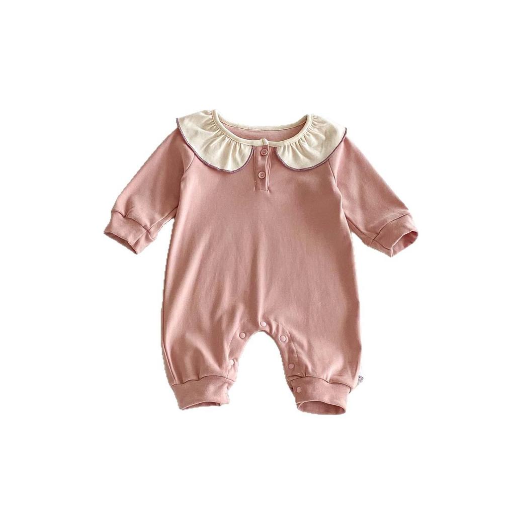 Cute Peter Pan Collar Autumn Baby Romper - Long Sleeve, Korean Style for Girls