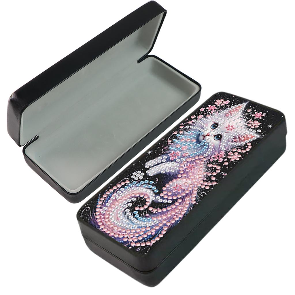 PU Strass Brillenaufbewahrungsetui Kunsthandwerk Diamantmalerei Weitsichtigkeitsbrillenbox für täglichen Arbeitsweg Reisen Tragen