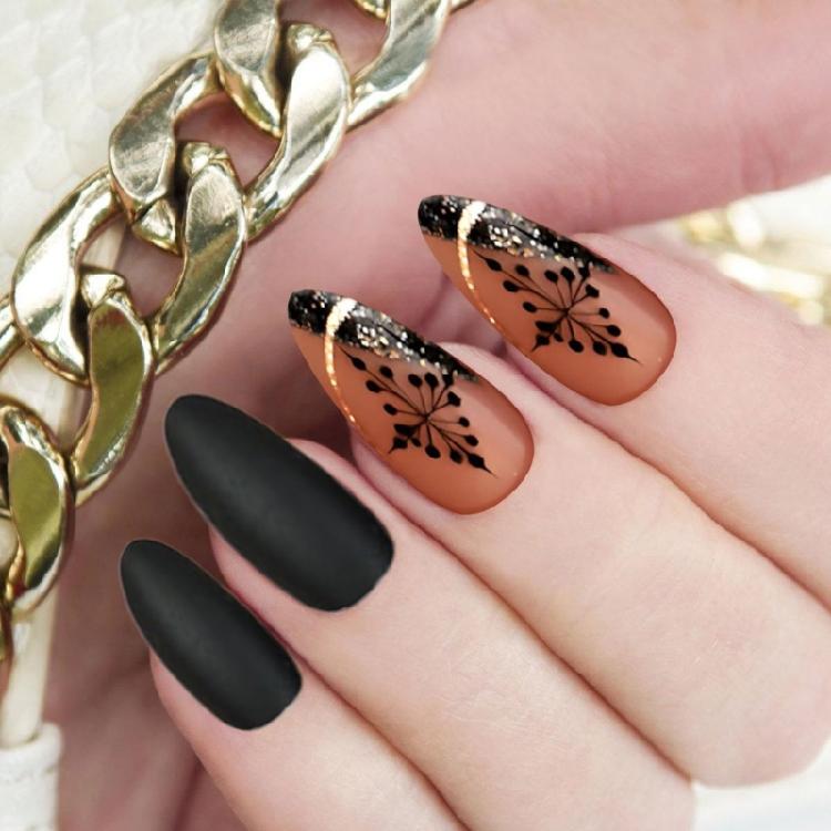24x Christmas Artificial Nail Snowflake False Nail Glittering Press On Nail Full Cover Stick On Nail for Women