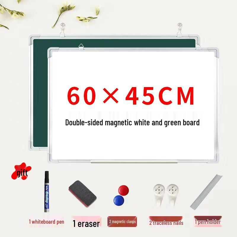 Double-Sided Mobile Easel Whiteboard/Blackboard for Home or Office Use