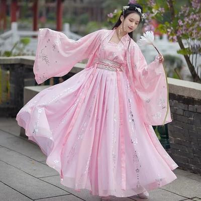 Traditioneller chinesischer Hanfu-Damenanzug im Tang-Dynastie-Stil, einfarbig