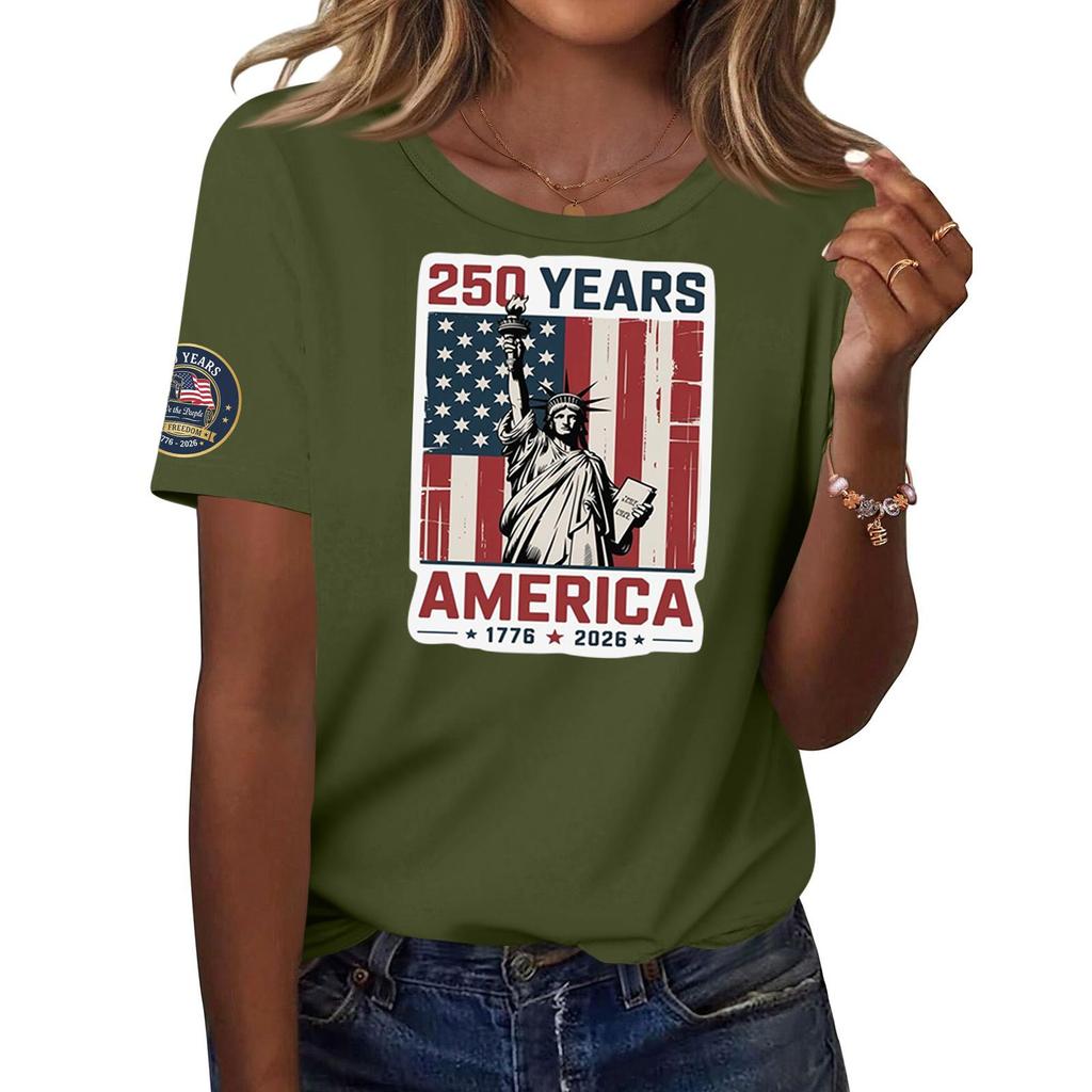 Moda feminina casual estampado manga curta gola redonda pulôver tops