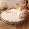 Cat Bed High Backrest All Seasons Hug Design Washable Cozy Cat Warm Pad for Cats Dogs Pets Little Bear