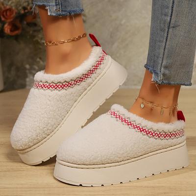 Thick Bottom Plush Slippers Women Fashion Lamb Cashmere Warm Indoor Slides Woman Winter Soft Sole Non-Slip Cotton Slippers 2025