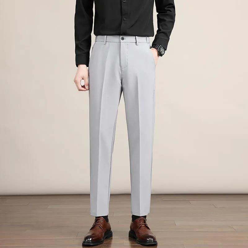 Men's Spring Straight Slim Casual Pants Youth Solid Colour Simple Professional Pants