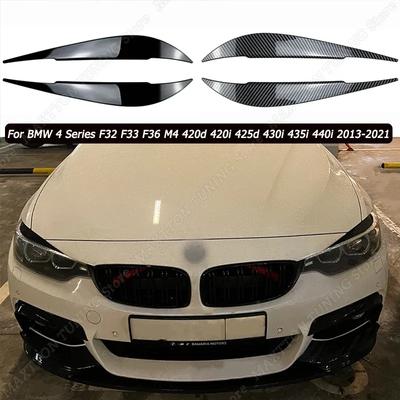 1 Çift Araba Parlak Siyah Far Kaş Göz Kapağı Trim BMW 4 Serisi F32 F33 F36 M4 420d 420i 425d 430i 435i 440i 2013- için