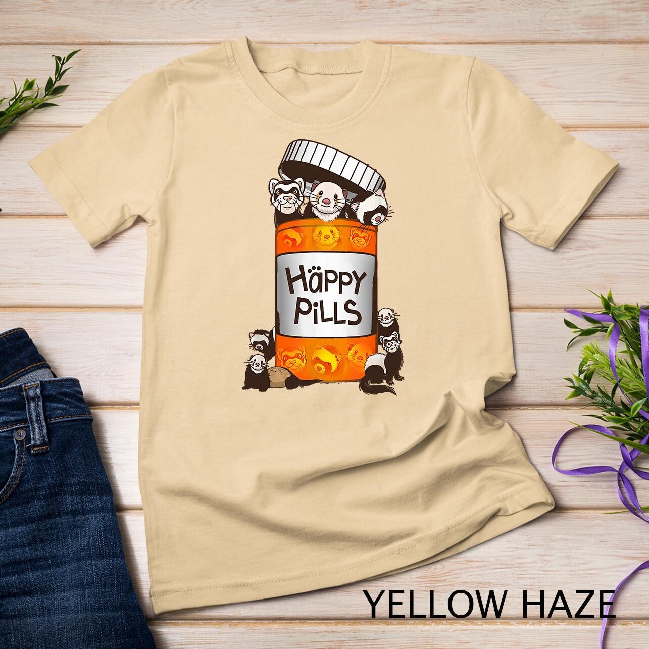 Ferret Happy Pills T-Shirt Mens Womens Tees Top Unisex T-Shirt Mens Womens Tees Top L