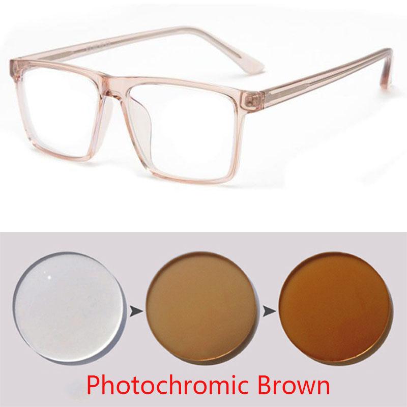 Übergroße quadratische Myopie-Brille Anti-Blaulicht Großer Rahmen Korrektionsbrille für Kurzsichtige 0 -0.5 -0.75 bis -6.0