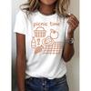 Women's Retro Picnic Style Sleeve Picnic Element Printed Breathable Daily Wear Letter Pattern Adult Beach
