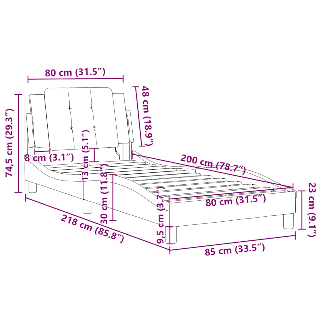Bed Frame without Mattress  Zadar  Gray 80x200 cm Faux Leather
