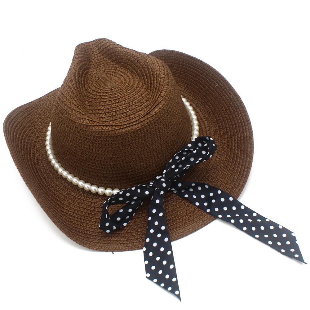 Brown Sunscreen Visor Simple Curved Brim Literary Retro Cowboy Hat Trend European and American Style Panama Straw Hat