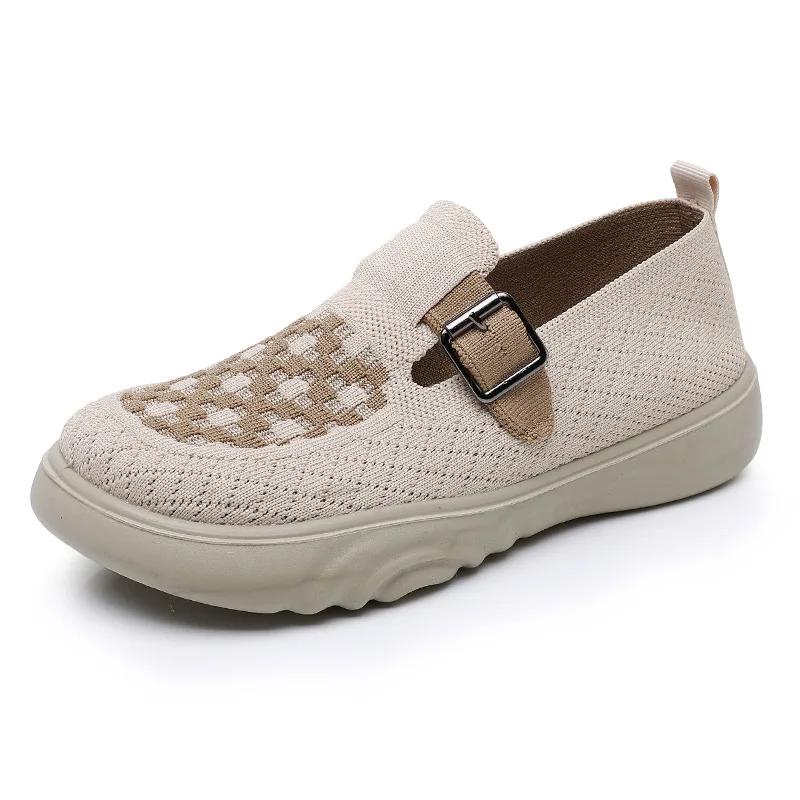 Ladies Women's Non-slip Walking Shoes Breathable Comfortable Soft Bottom Sneakers Round Toe Thick Bottom Loafer 2025 Hot Sale