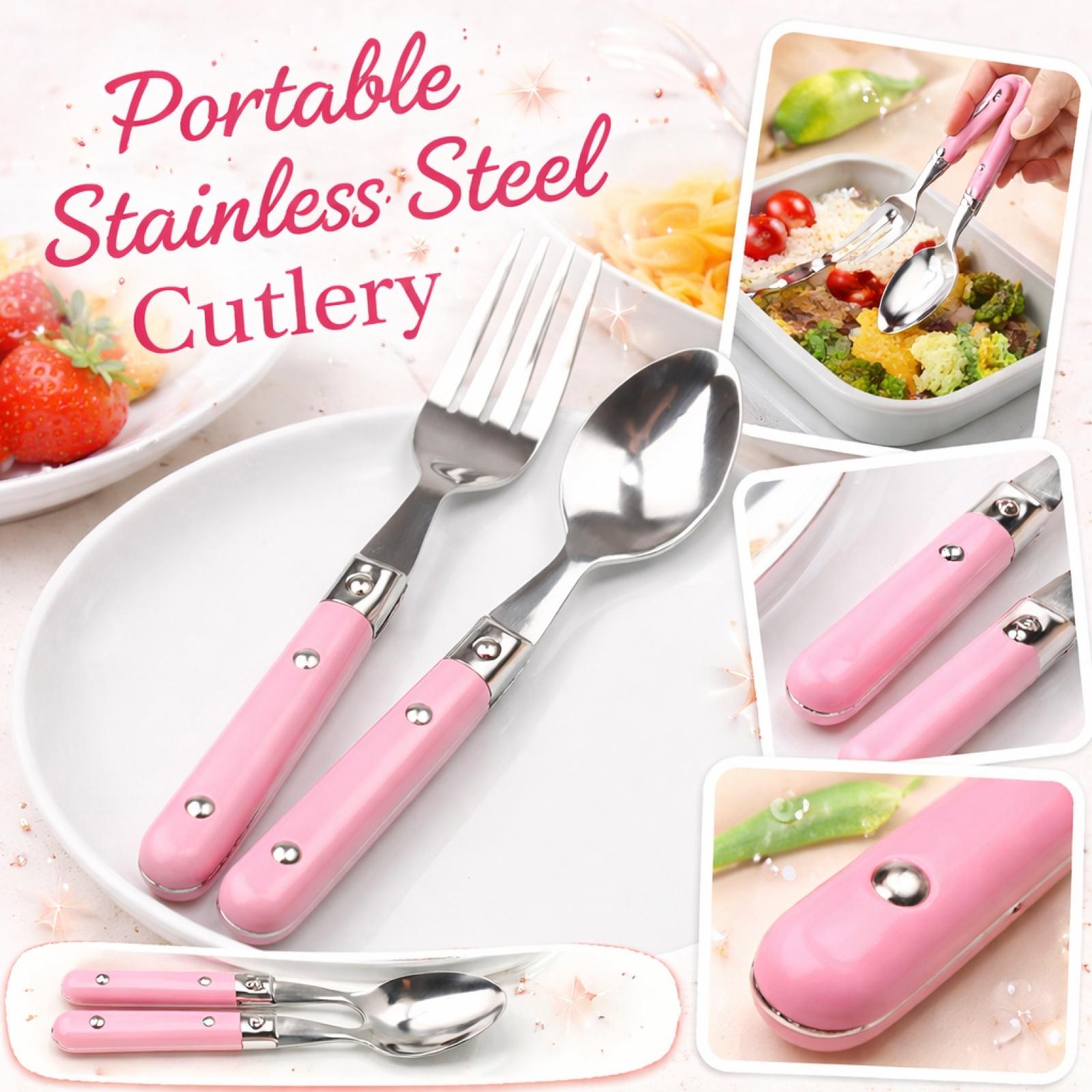 Stainless Kids and Set 2 Piece Portable Utensil for Toddlers One Size