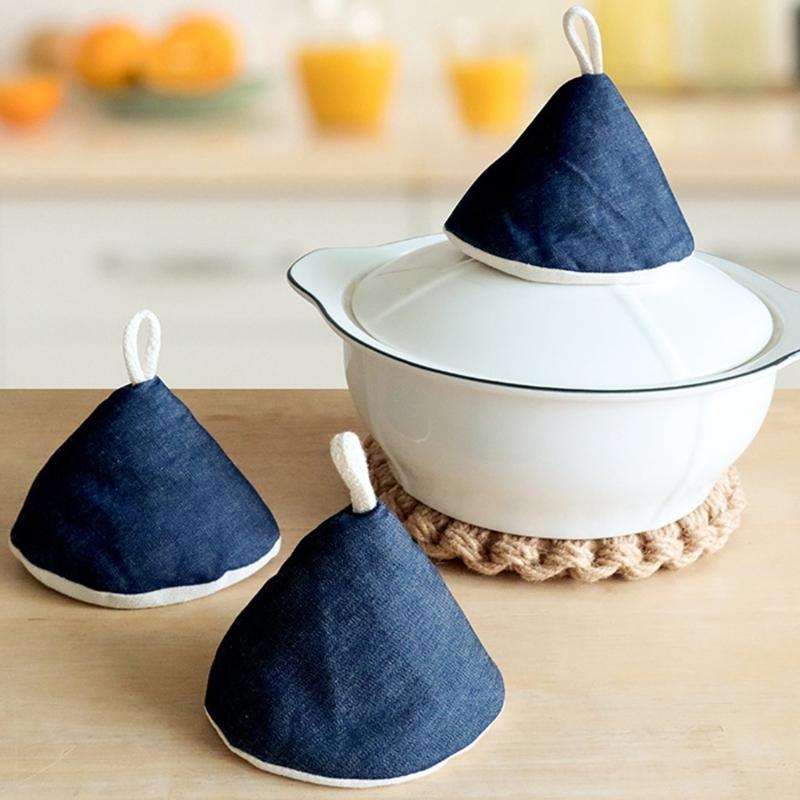 Heatproof Denims Triangular Pot Handle Cover Protectors Heat Insulated Skillets Pan Lid Grip Anti Scalding Oven Mitt