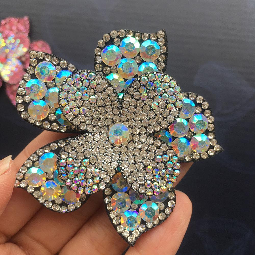 1Pcs Crystal Flower Core Patch Hair Clip Applique Ornament Decorative Material Repair Decoration