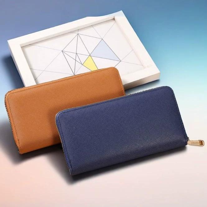 Einfache Leder Damen Geldbörse Herren Lang Reißverschluss Geldklammer Geldbörse Unisex Große Kapazität Kartenhalter Clutch