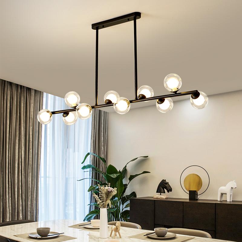 Dining Room Ceiling Chandelier Suspension Horizontal Glass Balls Chandeliers Kitchen Hanging Lamp Office Front Desk Lights