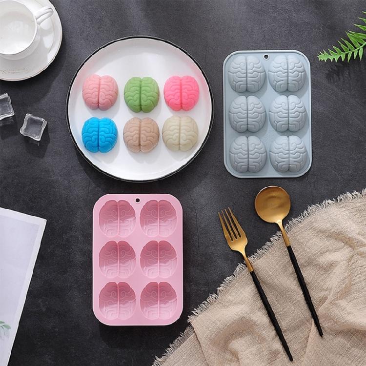 6 Cavity Brain-Shaped Silicone Mold Fondant Cake Border Moulds Chocolate Mould