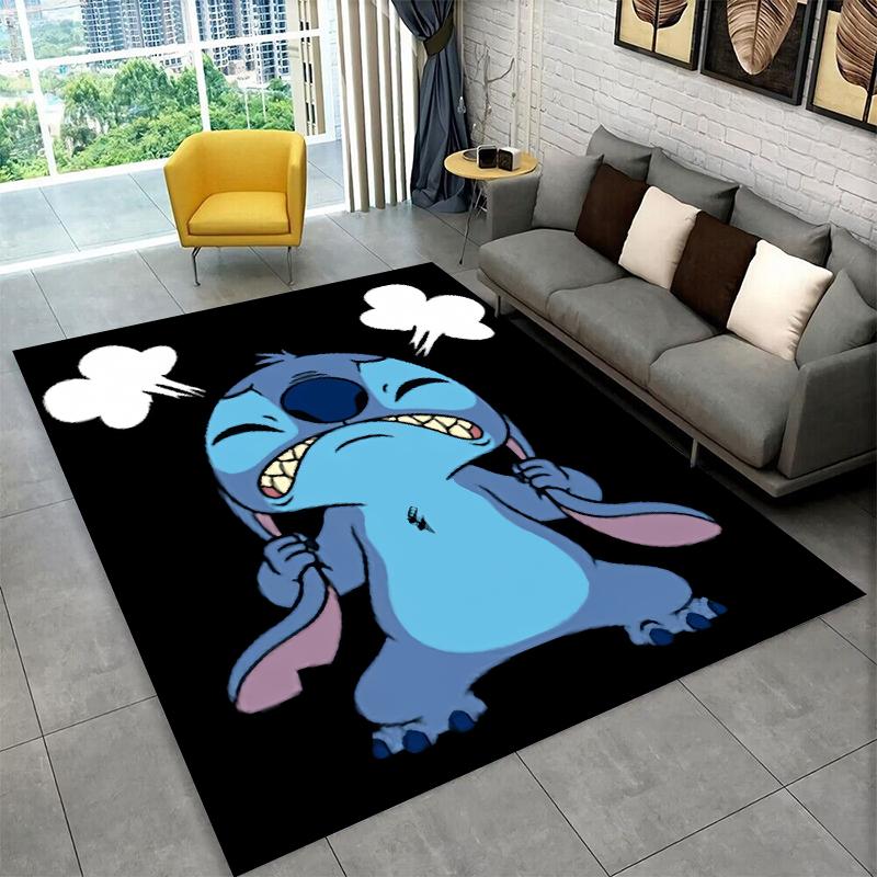 Cute S-Stitch Cartoon Non-Slip Area Rug for Living Room,Bedroom,Playroom,Soft Carpet Floor Mat Home Decor Rug Kids Room Gift