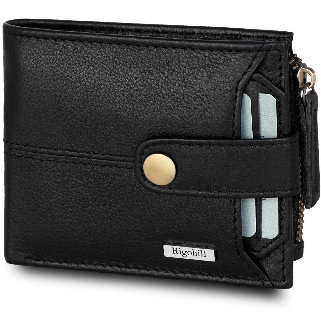 RIGOHILL Doger Black Mens Leather Wallet | Leather Wallet for Men | RFID Mens Wallet