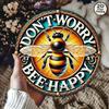 Don't Worry Bee Happy Rustic Round Metal Tin Sign Vintage Wall Art Home Decor