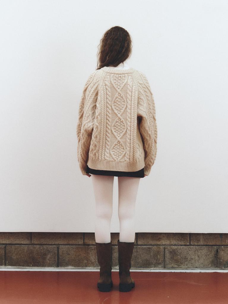 Antwort Fischerkabel Wollpullover_Hellbeige