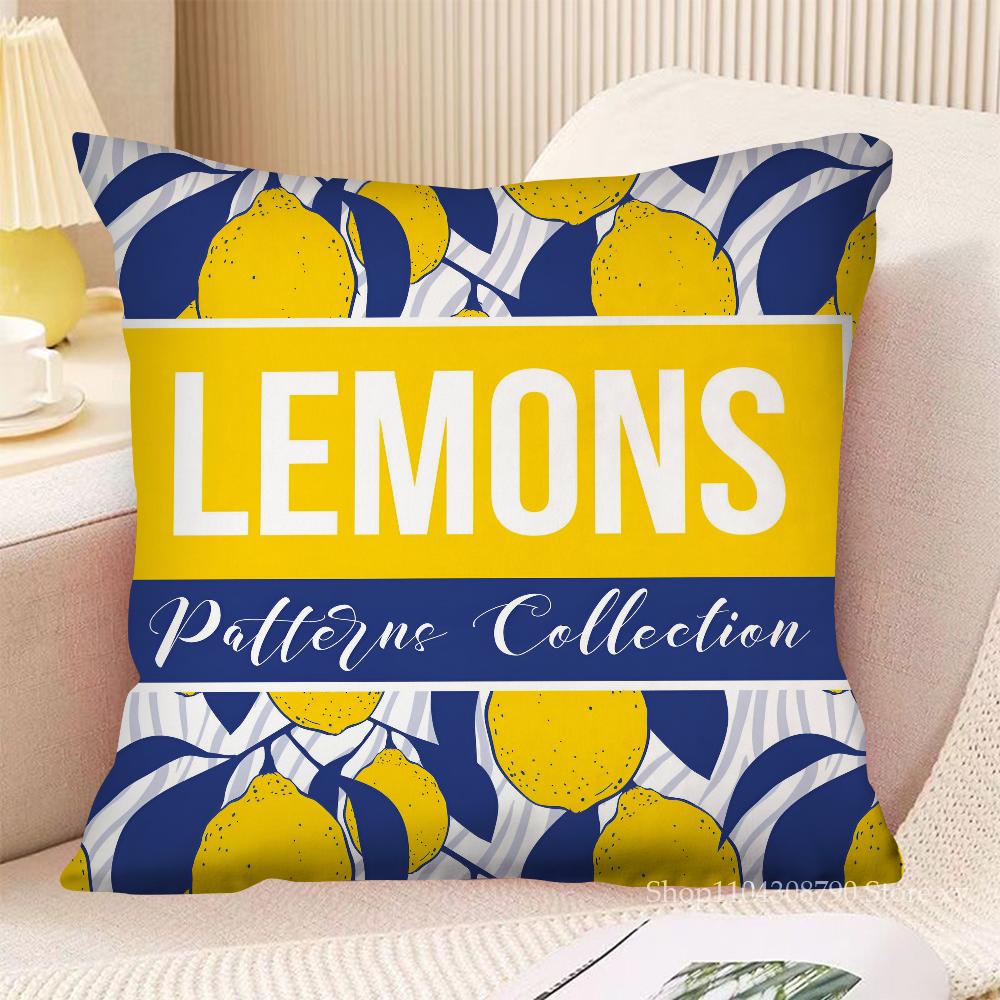 Lemon Pattern Pillow Case Fashion Square Pillowcase Bedroom Sofa Room Ins Decoration Leisure Cushion Cover 40x40