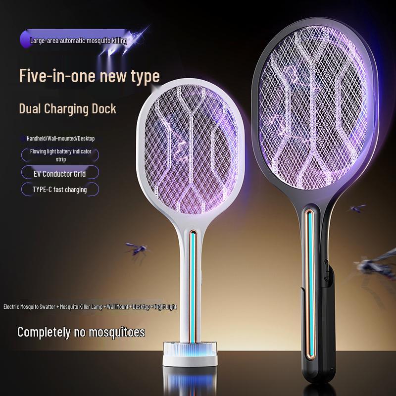 Electric Purple Light Mosquito Killer: Wall-Mounted, Rechargeable, and Dual-Function Swatter & Lamp