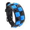 Studded Cuff Bracelet Double Row Square Studs Adjustable Closure PU Strap Punk Wrist Bangle for Concert Streetwear
