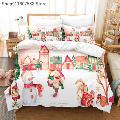 Buon Natale Set Letto Blu Scuro XMAS Copripiumino Copripiumino King Queen Full Twin Size Biancheria da Letto Regalo Bambini Set Letto