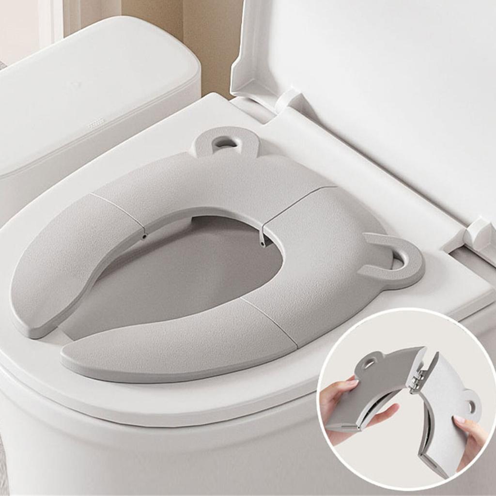 Siège de toilette de voyage pour enfants Pliable Gain de place Forme d'ours Siège Potty Pliable pour bébé Base Antidérapante pour la Maison l'Extérieur