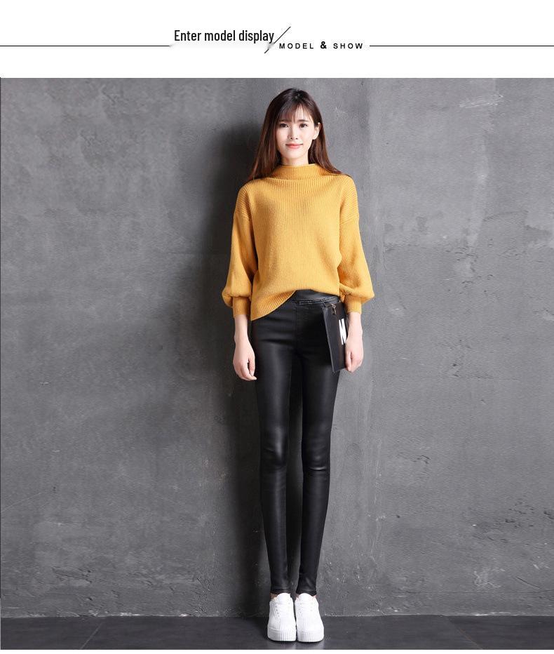 Damen Hohe Taille Warme Lederhose - Herbst/Winter Plus Samt Schlankmachende Lange Basisunterwäsche.
