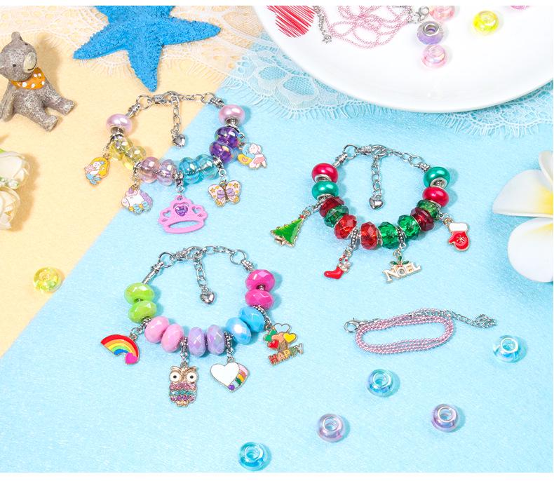 Crystal Beaded DIY Cartoon Christmas Alloy Bracelet Set for Girls - Handmade Jewelry Gift for Women