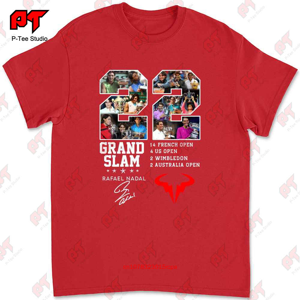 Rafael Nadal 22 Grand Slam Signature T Shirt Legend CQ26 S