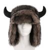 Thick Horn Hat Faux Fur Lined Winter Ski Hat Soft Ear Protection Hat  Men