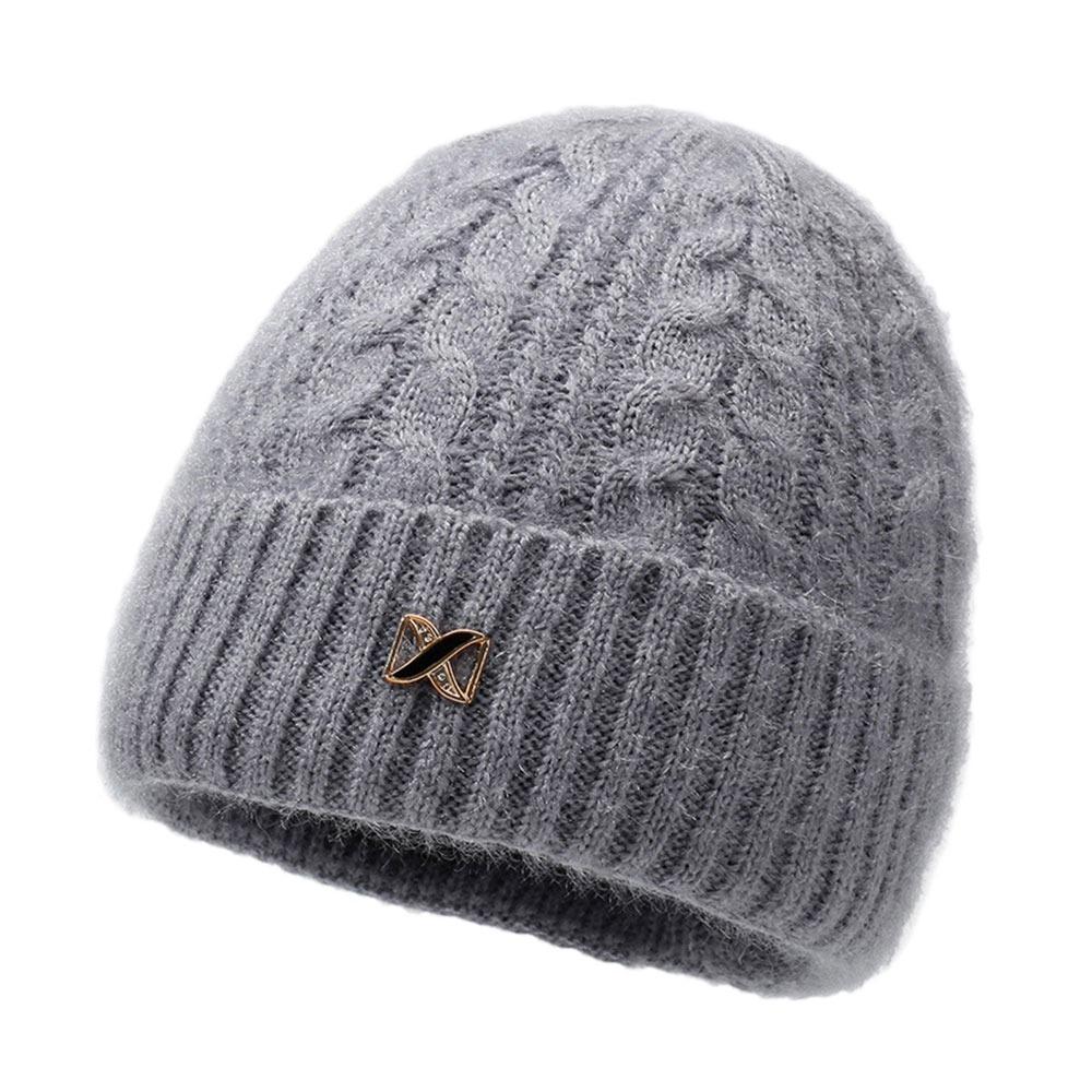 

Bonnet Beanie Cap Velvet Lining Winter Hat Outdoor Earflap Cap for Women сірий