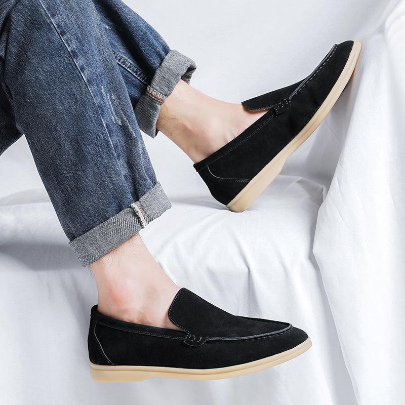 Retro British anti-velvet leather one-pedal loafers men's Korean version of business casual soft-soled lazy shoes 8253-R