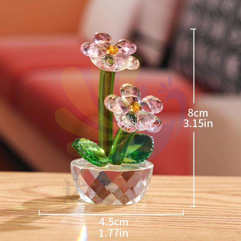 Crystal artificial flower home living room decoration ornament Nordic style lilac crystal handicraft