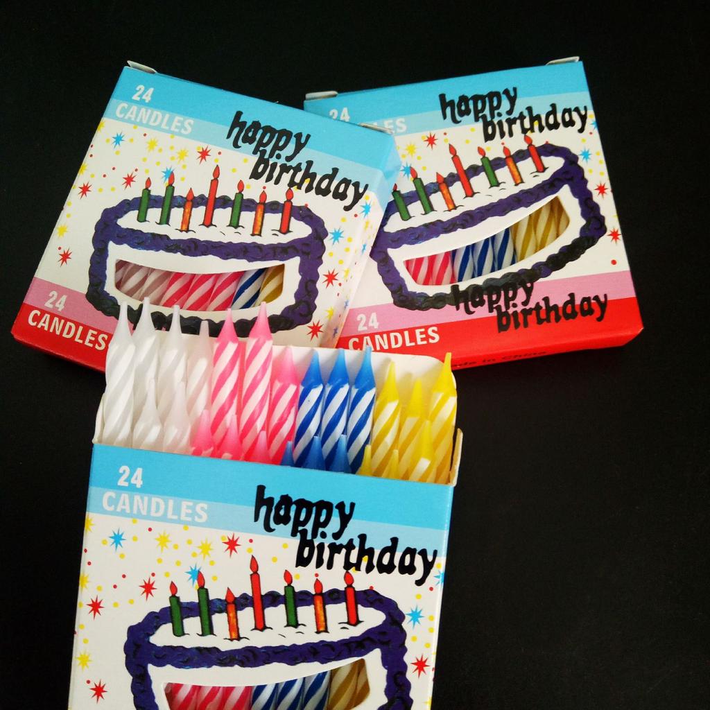 Color Box Packaging Colorful Spiral Birthday Candles with Window Paper Box for Cake Decoration Threaded Birthday Candles Without Base