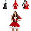 Festive Women's Girls Santa Claus Christmas Costume With Soft Velvet And Faux Fur Trim