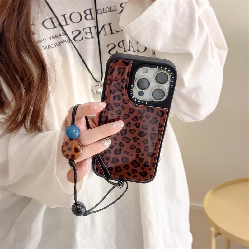 Premium Brown Leopard Print Epoxy Case for iPhone 17/16 Pro Max/15/14