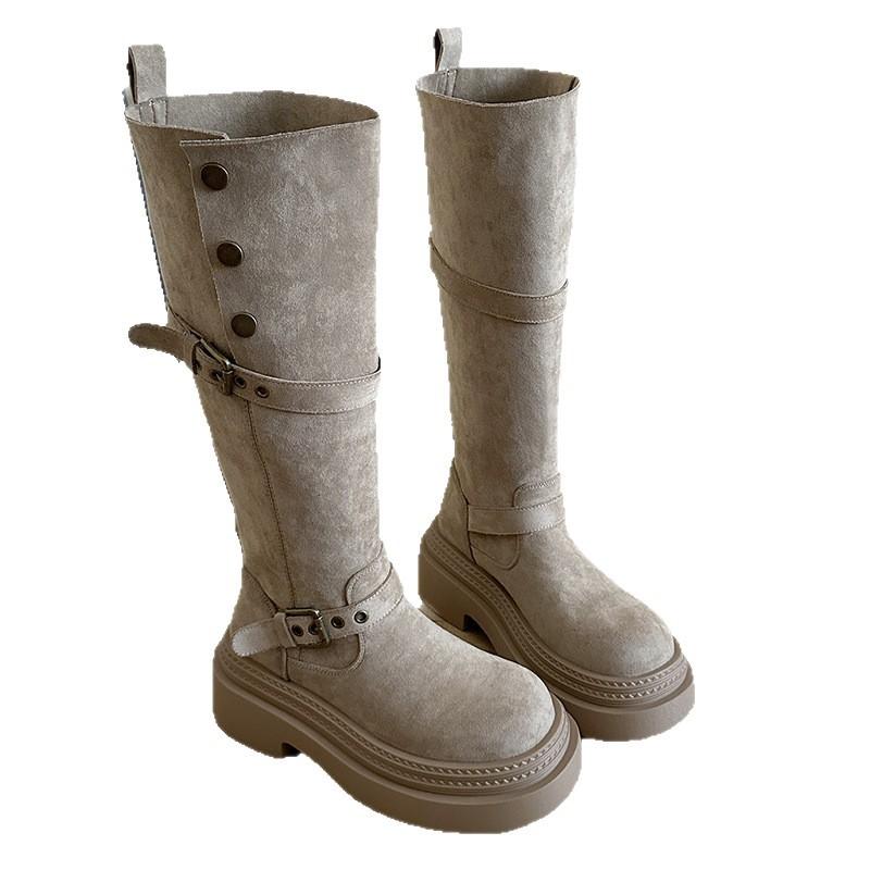 Maillard two wear folded thick-soled boots children's 2025 autumn and winter new thick heel but knee boots knight boots