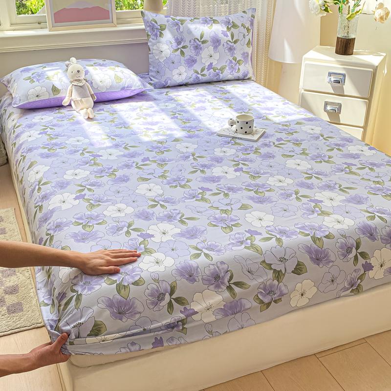 100% Cotton Bed Sheets Flower Printed Fitted Bed Sheet On Elastic Single/Queen/King Pure Cotton Bedsheets Sabanas Matrimoniales