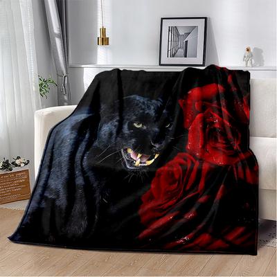Beast Animal Roses and Leopard Cheetah Blanket Soft Throw Blanket for Home Bedroom Bed Sofa Picnic Travel Office Cover Kid